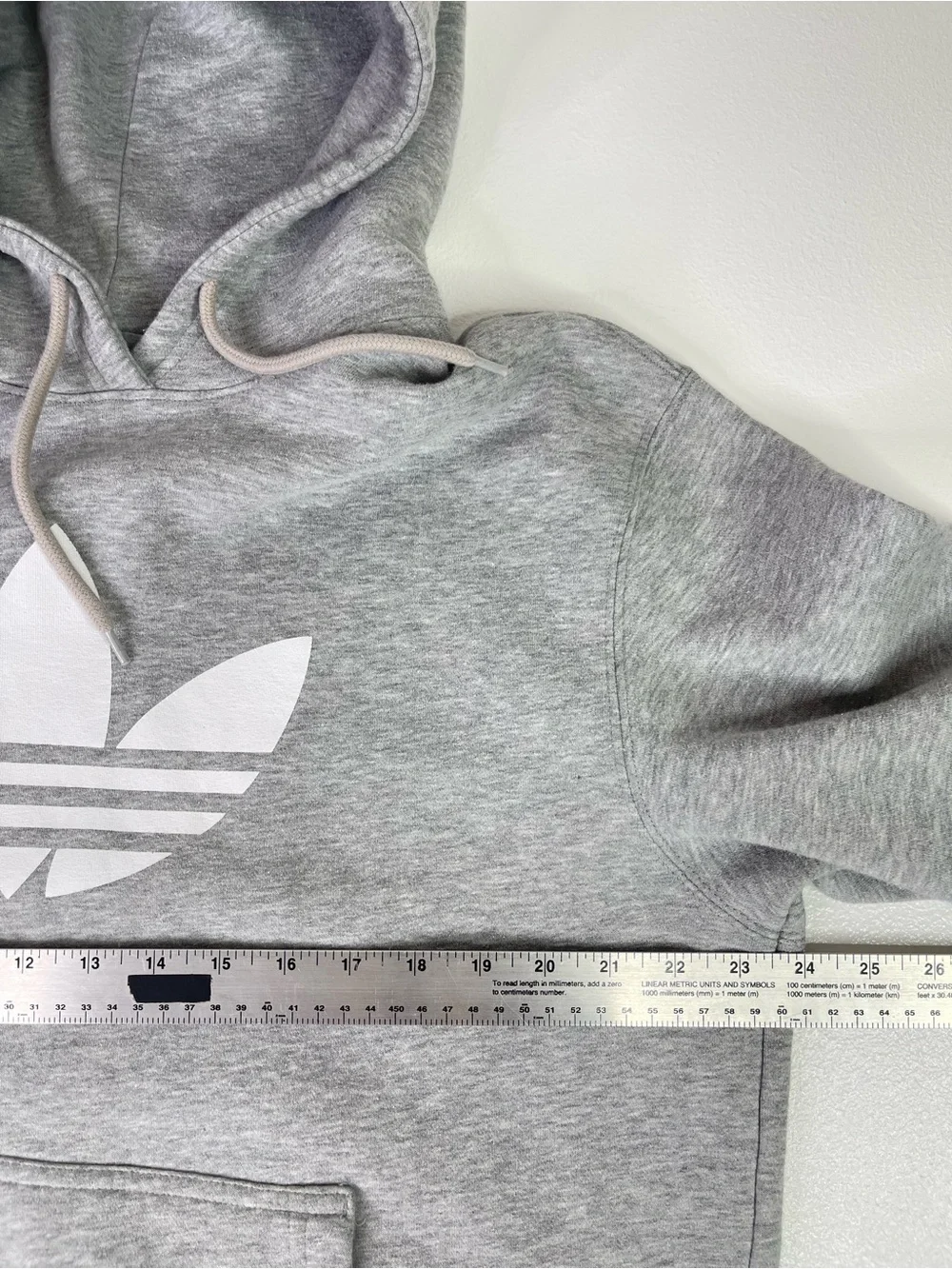 Adidas Originals Hoodie Mens L Gray Heather Trefoil Logo Pullover Sweatshirt
